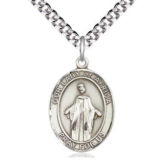 Pewter Our Lady of Africa Medal Catholic Jewelry Engraved Catholic Saint Jewelry