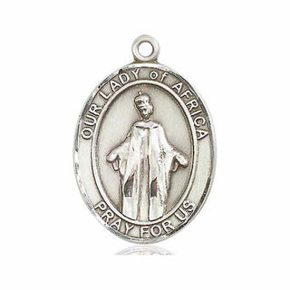 Sterling Silver Our Lady of Africa Medal Engraved Catholic Saint Jewelry