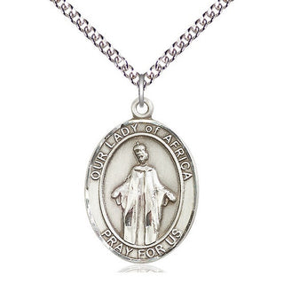 Sterling Silver Our Lady of Africa Medal Catholic Jewelry Engraved Catholic Saint Jewelry