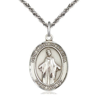 Sterling Silver Our Lady of Africa Medal Catholic Jewelry Engraved Catholic Saint Jewelry
