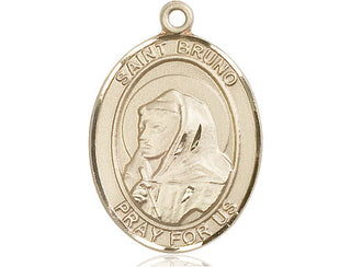 14kt Gold Filled Saint Bruno Medal Engraved Catholic Saint Jewelry
