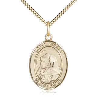 14kt Gold Filled Saint Bruno Medal Catholic Jewelry Engraved Catholic Saint Jewelry