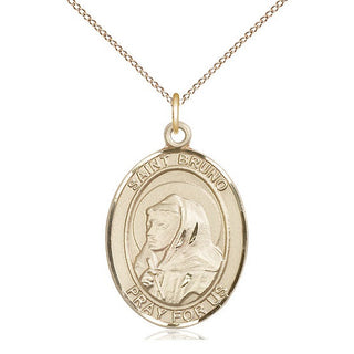 14kt Gold Filled Saint Bruno Medal Catholic Jewelry Engraved Catholic Saint Jewelry