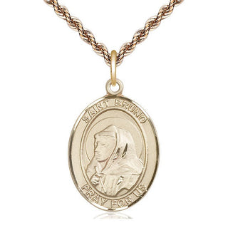 14kt Gold Filled Saint Bruno Medal Catholic Jewelry Engraved Catholic Saint Jewelry