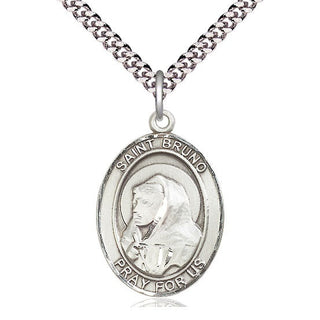 Pewter Saint Bruno Medal Catholic Jewelry Engraved Catholic Saint Jewelry
