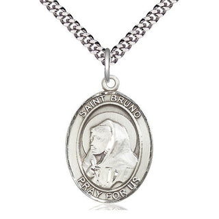 Pewter Saint Bruno Medal Catholic Jewelry Engraved Catholic Saint Jewelry
