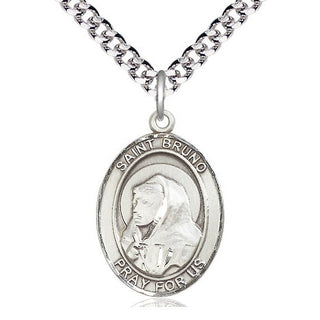 Sterling Silver Saint Bruno Medal Catholic Jewelry Engraved Catholic Saint Jewelry