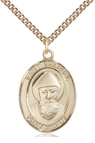 14kt Gold Filled Saint Sharbel Medal Catholic Jewelry Engraved Catholic Saint Jewelry