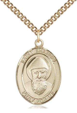 14kt Gold Filled Saint Sharbel Medal Catholic Jewelry Engraved Catholic Saint Jewelry