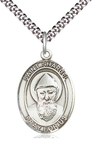 Pewter Saint Sharbel Medal Catholic Jewelry Engraved Catholic Saint Jewelry