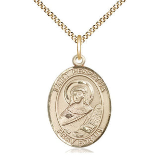 14kt Gold Filled Saint Perpetua Medal Catholic Jewelry Engraved Catholic Saint Jewelry