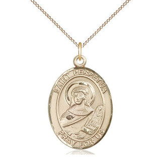 14kt Gold Filled Saint Perpetua Medal Catholic Jewelry Engraved Catholic Saint Jewelry