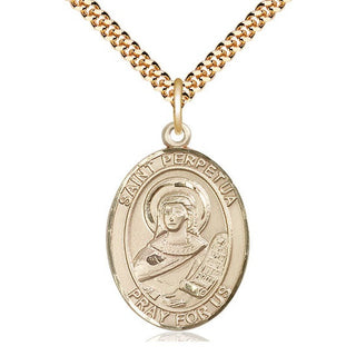 14kt Gold Filled Saint Perpetua Medal Catholic Jewelry Engraved Catholic Saint Jewelry