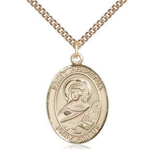 14kt Gold Filled Saint Perpetua Medal Catholic Jewelry Engraved Catholic Saint Jewelry
