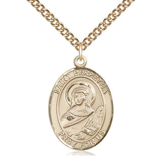 14kt Gold Filled Saint Perpetua Medal Catholic Jewelry Engraved Catholic Saint Jewelry