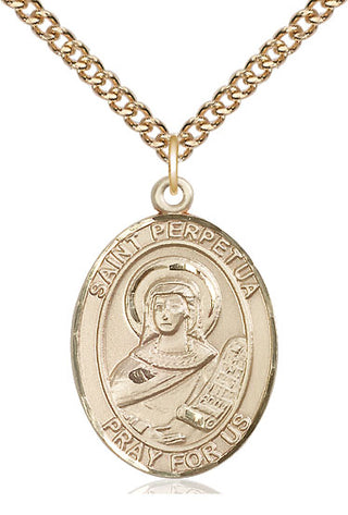 14kt Gold Saint Perpetua Medal Engraved Catholic Saint Jewelry
