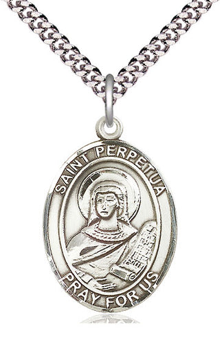 Pewter Saint Perpetua Medal Catholic Jewelry Engraved Catholic Saint Jewelry