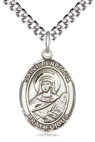 Pewter Saint Perpetua Medal Catholic Jewelry Engraved Catholic Saint Jewelry