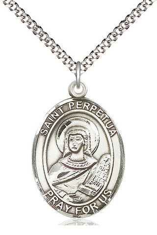 Pewter Saint Perpetua Medal Catholic Jewelry Engraved Catholic Saint Jewelry