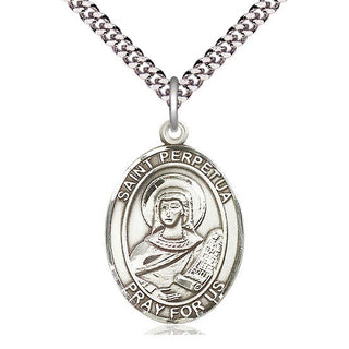 Sterling Silver Saint Perpetua Medal Catholic Jewelry Engraved Catholic Saint Jewelry