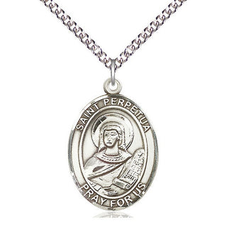 Sterling Silver Saint Perpetua Medal Catholic Jewelry Engraved Catholic Saint Jewelry