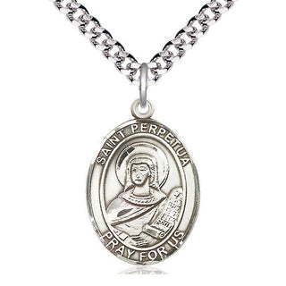 Sterling Silver Saint Perpetua Medal Catholic Jewelry Engraved Catholic Saint Jewelry