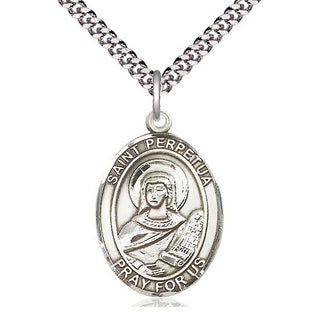 Sterling Silver Saint Perpetua Medal Catholic Jewelry Engraved Catholic Saint Jewelry