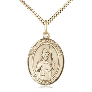 14kt Gold Filled Saint Wenceslaus Medal Catholic Jewelry Engraved Catholic Saint Jewelry