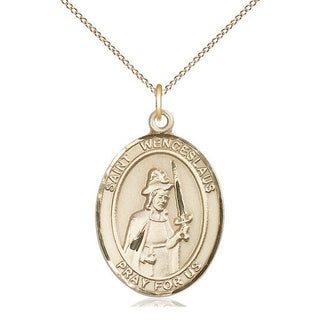 14kt Gold Filled Saint Wenceslaus Medal Catholic Jewelry Engraved Catholic Saint Jewelry