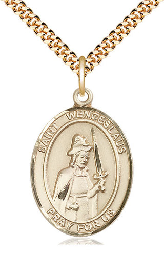 14kt Gold Filled Saint Wenceslaus Medal Catholic Jewelry Engraved Catholic Saint Jewelry