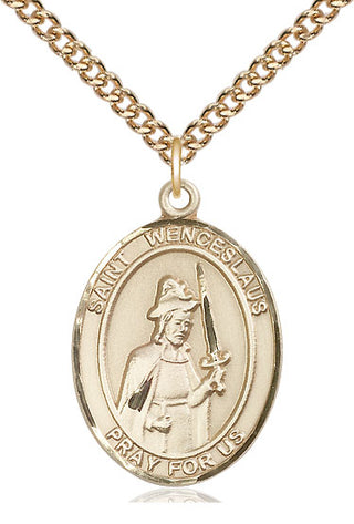 14kt Gold Filled Saint Wenceslaus Medal Catholic Jewelry Engraved Catholic Saint Jewelry