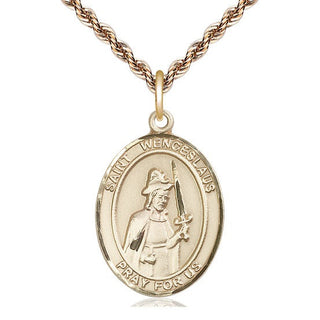 14kt Gold Filled Saint Wenceslaus Medal Catholic Jewelry Engraved Catholic Saint Jewelry