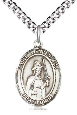 Pewter Saint Wenceslaus Medal Catholic Jewelry Engraved Catholic Saint Jewelry
