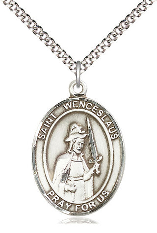 Pewter Saint Wenceslaus Medal Catholic Jewelry Engraved Catholic Saint Jewelry