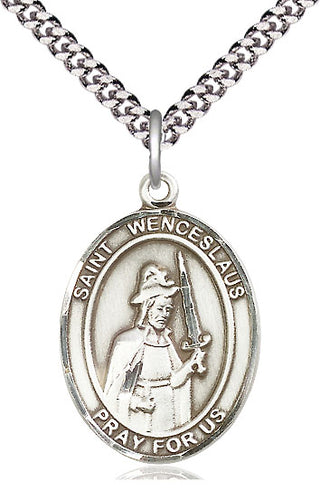 Pewter Saint Wenceslaus Medal Catholic Jewelry Engraved Catholic Saint Jewelry