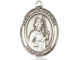 Sterling Silver Saint Wenceslaus Medal Catholic Jewelry Engraved Catholic Saint Jewelry