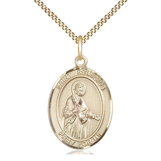 14kt Gold Filled Saint Remigius of Reims Medal Catholic Jewelry Engraved Catholic Saint Jewelry