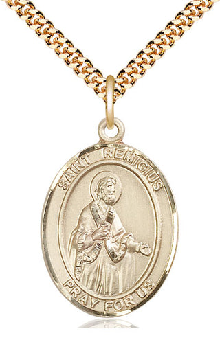 14kt Gold Filled Saint Remigius of Reims Medal Catholic Jewelry Engraved Catholic Saint Jewelry
