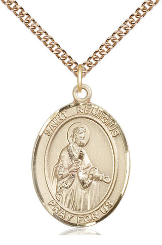 14kt Gold Filled Saint Remigius of Reims Medal Catholic Jewelry Engraved Catholic Saint Jewelry