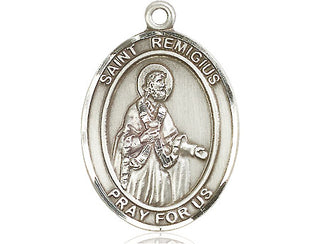 Pewter Saint Remigius of Reims Medal Engraved Catholic Saint Jewelry