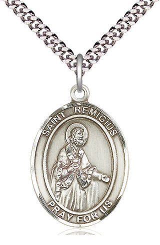 Pewter Saint Remigius of Reims Medal Catholic Jewelry Engraved Catholic Saint Jewelry