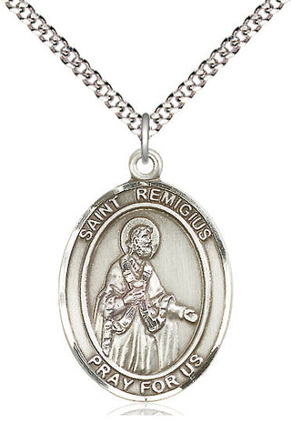 Pewter Saint Remigius of Reims Medal Catholic Jewelry Engraved Catholic Saint Jewelry