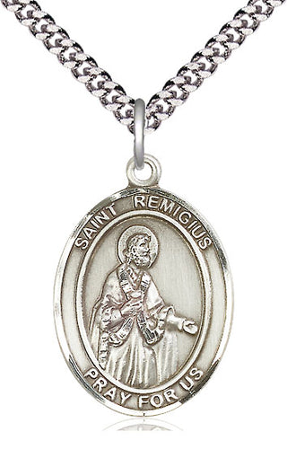 Pewter Saint Remigius of Reims Medal Catholic Jewelry Engraved Catholic Saint Jewelry
