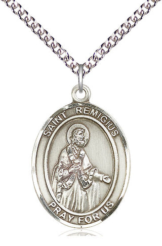 Sterling Silver Saint Remigius of Reims Medal Catholic Jewelry Engraved Catholic Saint Jewelry