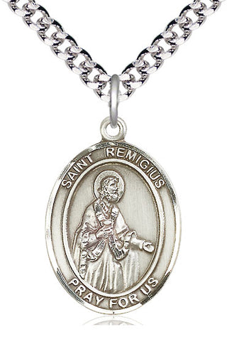Sterling Silver Saint Remigius of Reims Medal Catholic Jewelry Engraved Catholic Saint Jewelry