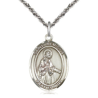 Sterling Silver Saint Remigius of Reims Medal Catholic Jewelry Engraved Catholic Saint Jewelry