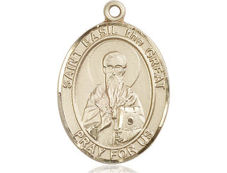 14kt Gold Filled Saint Basil the Great Medal Engraved Catholic Saint Jewelry