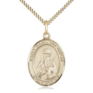 14kt Gold Filled Saint Basil the Great Medal Catholic Jewelry Engraved Catholic Saint Jewelry