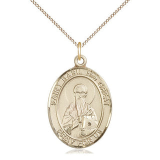 14kt Gold Filled Saint Basil the Great Medal Catholic Jewelry Engraved Catholic Saint Jewelry