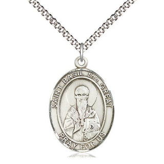 Pewter Saint Basil the Great Medal Catholic Jewelry Engraved Catholic Saint Jewelry